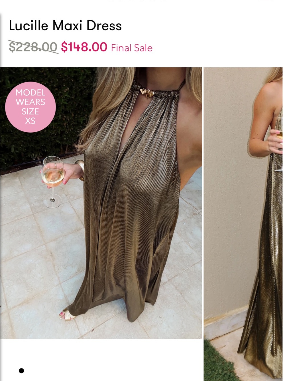 Show Me Your Mumu Lucille Maxi Dress - Gold Halter Maxi